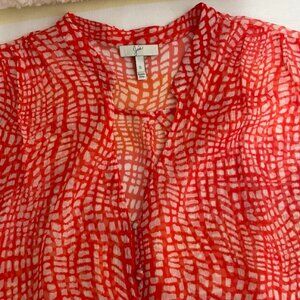 Joie Red/White Silk Blouse, SZ Small EUC